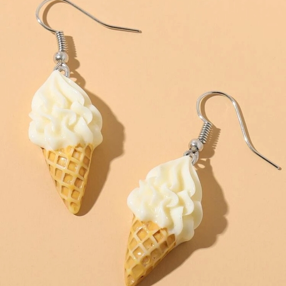 Ice Cream Waffle Cone Dangle Earrings - Picture 5 of 5